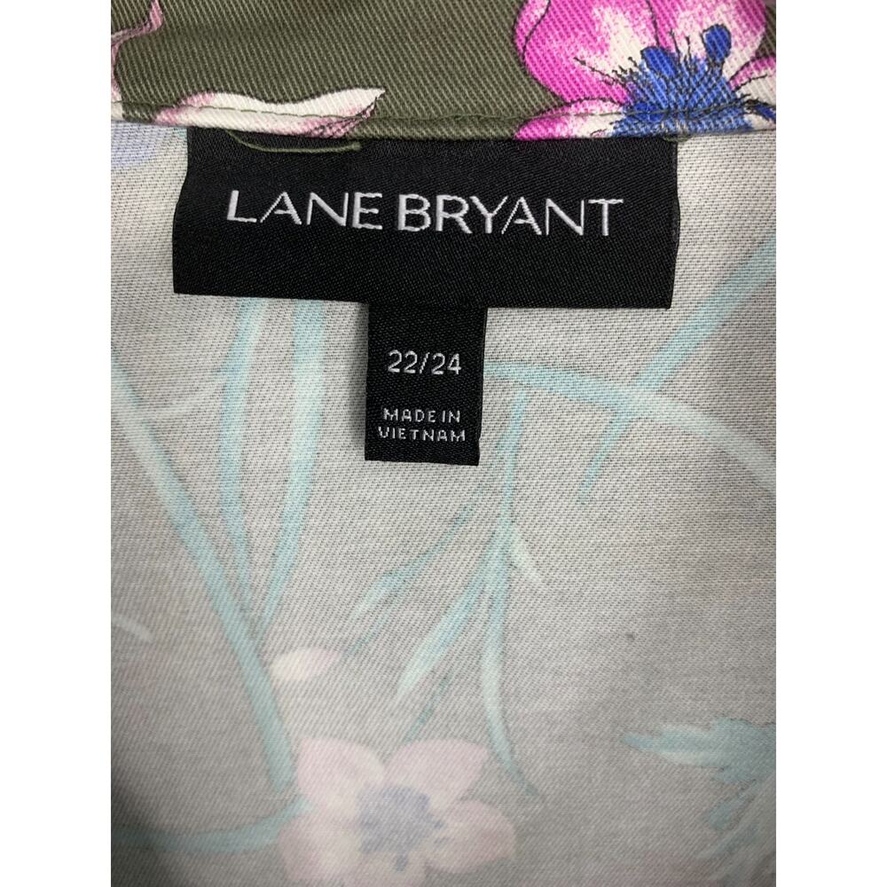 Lane Bryant Plus 22/24 Floral Utility Jacket Olive Green Anorak Field Coat - Picture 3 of 9